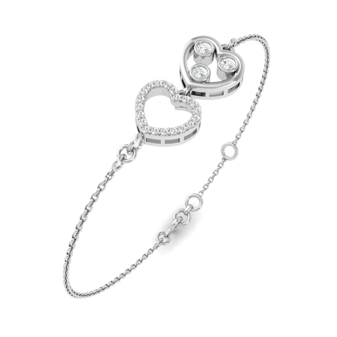 heart to heart diamond bracelet - White
