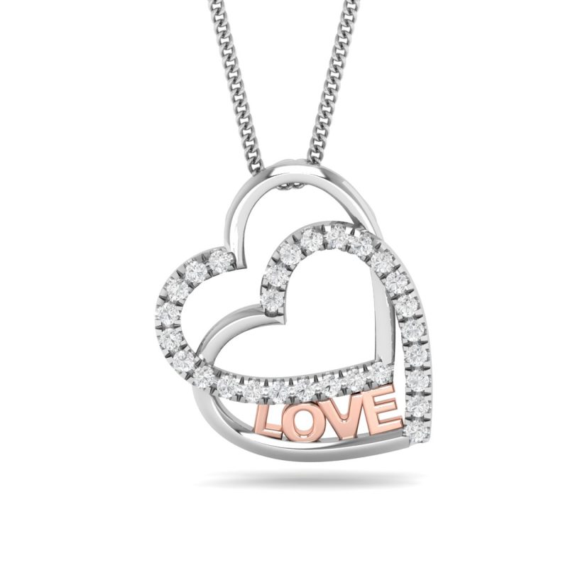 Interlock Love Heart Diamond Pendant